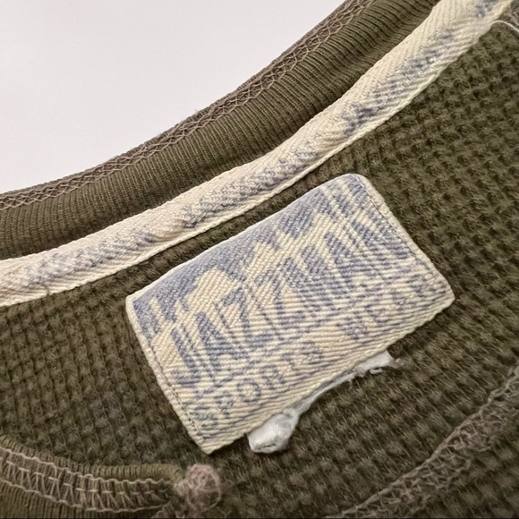 Vintage 80’s Blank Army Green Thermal Long Sleeve - Picture 4 of 4